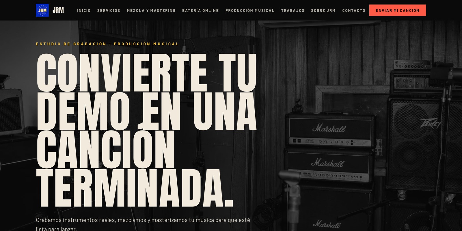 Screenshot of the JRM Sound Studio website